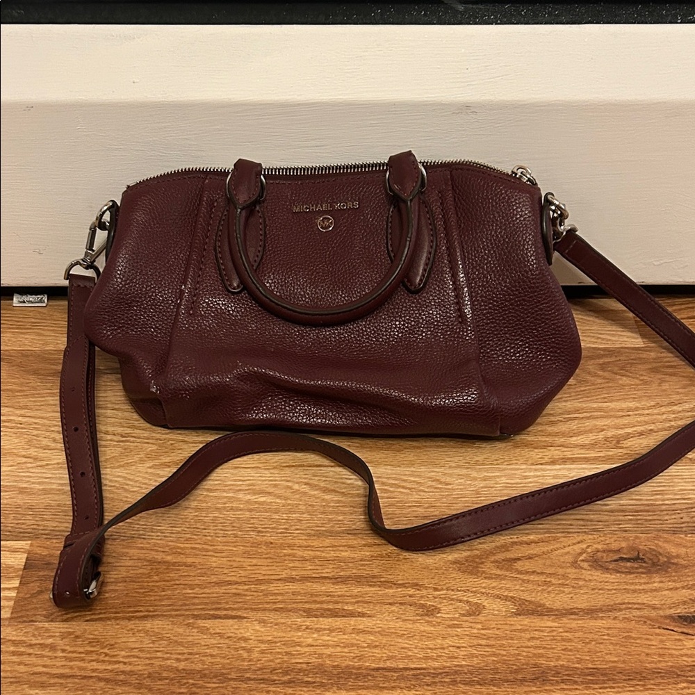 Michael Kors Crossbody Satchel in Burgundy Leather